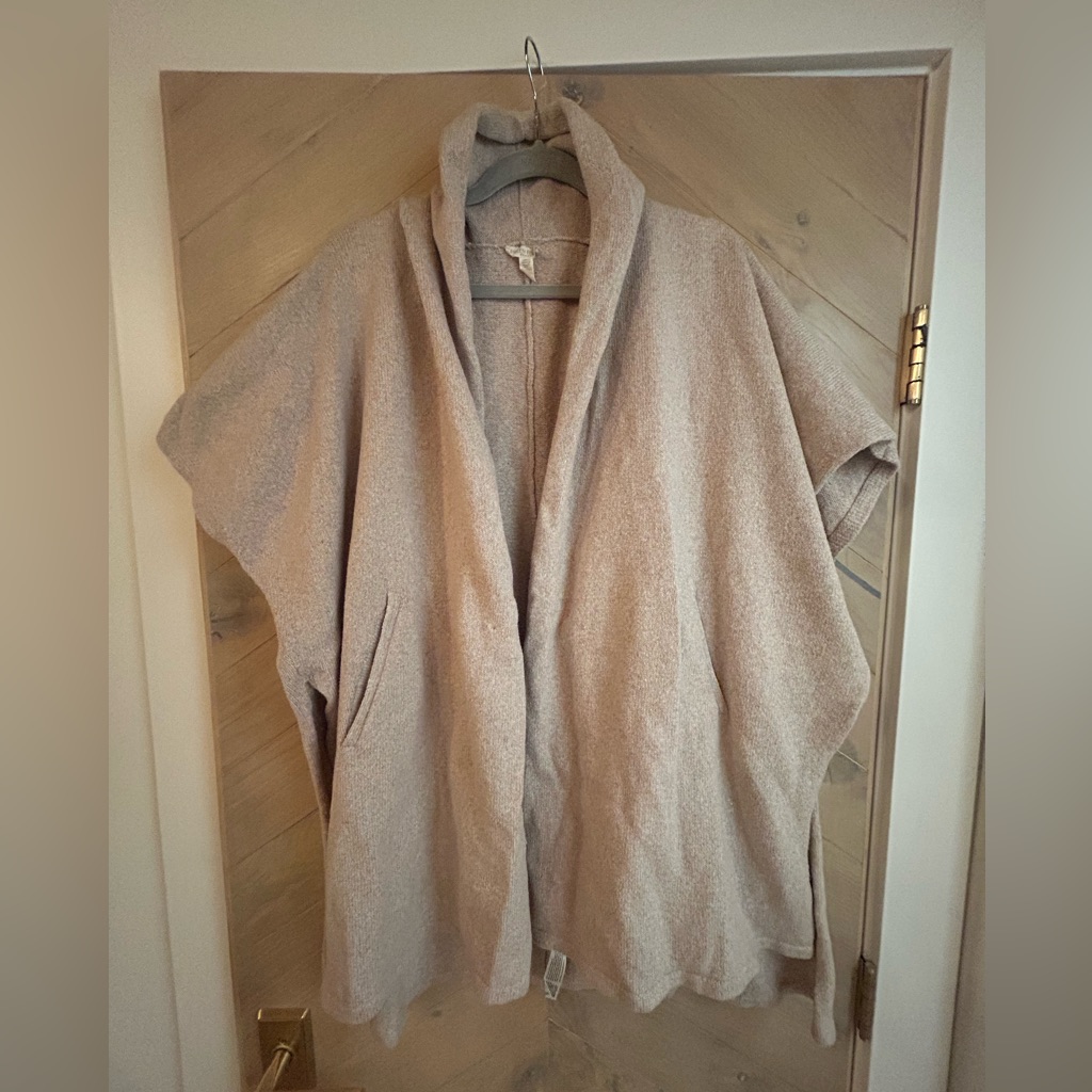 Eileen Fisher Oversized Cotton Cardigan In Beige/Taupe